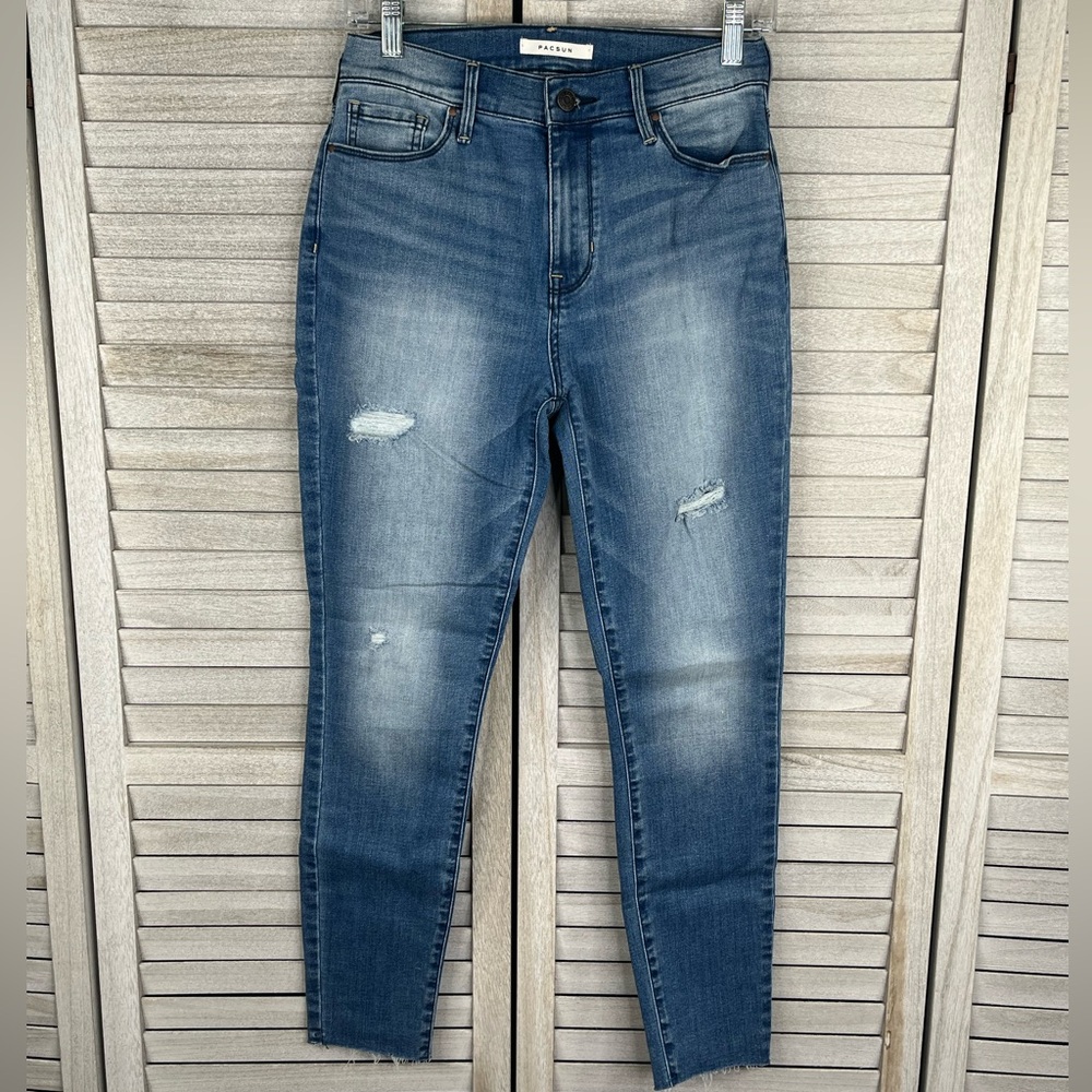 PACSUN High Rise Jegging Distressed w Fading-27